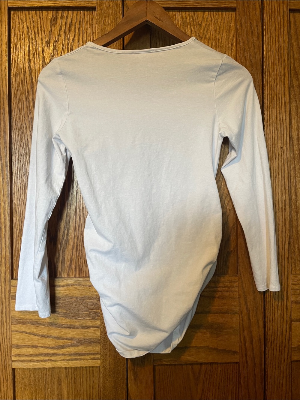 Three-Pack Women’s Maternity Long Sleeve Scoop Neck Tops - Grey, Black, White - Picture 4 of 9